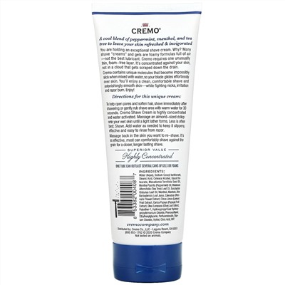 Cremo, Concentrated Shave Cream, Refreshing Mint, 6 fl oz (177 ml)
