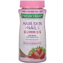 Nature's Bounty, Optimal Solutions, для волос, кожи и ногтей, со вкусом клубники, 80 жевательных конфет