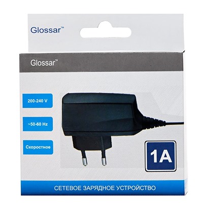 ЗУ Сетевое Glossar (повр. уп.) micro USB 1A/5W (Micro USB) (black)