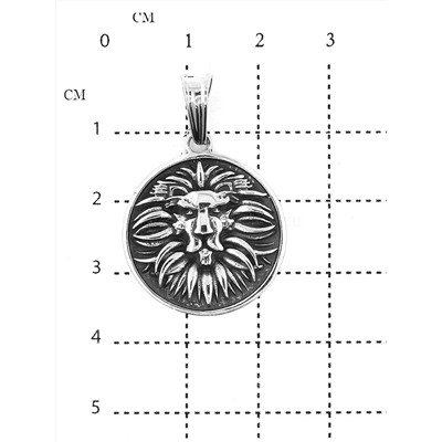 Подвеска из чернёного серебра - Лев 925 пробы п039ч