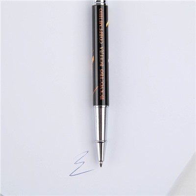 Ручка металл с колпачком «Искусство всегда современно», фурнитура серебро, 1.0 мм