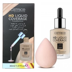 Набор тональный крем для лица Catrice HD Liquid Coverage + спонж для макияжа