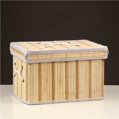 Короб складной для хранения, 28х38 см Н 23 см, бамбук, подкладка, ткань, микс