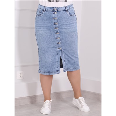 Женская джинсовая юбка миди на пуговицах больших размеров