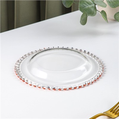 Тарелка стеклянная десертная «Орбита», d=21 см, цвет розовое золото